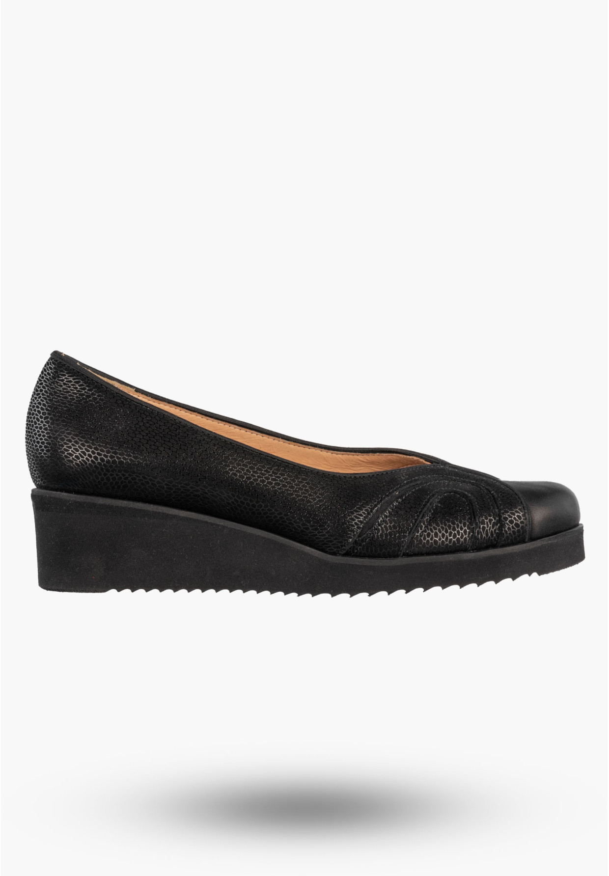 Czółenka Damskie Skórzane Buty Na Koturnie Eleganckie Darex Czarne