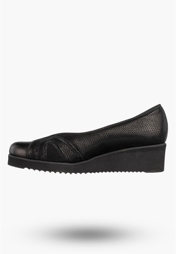 Czółenka Damskie Skórzane Buty Na Koturnie Eleganckie Darex Czarne