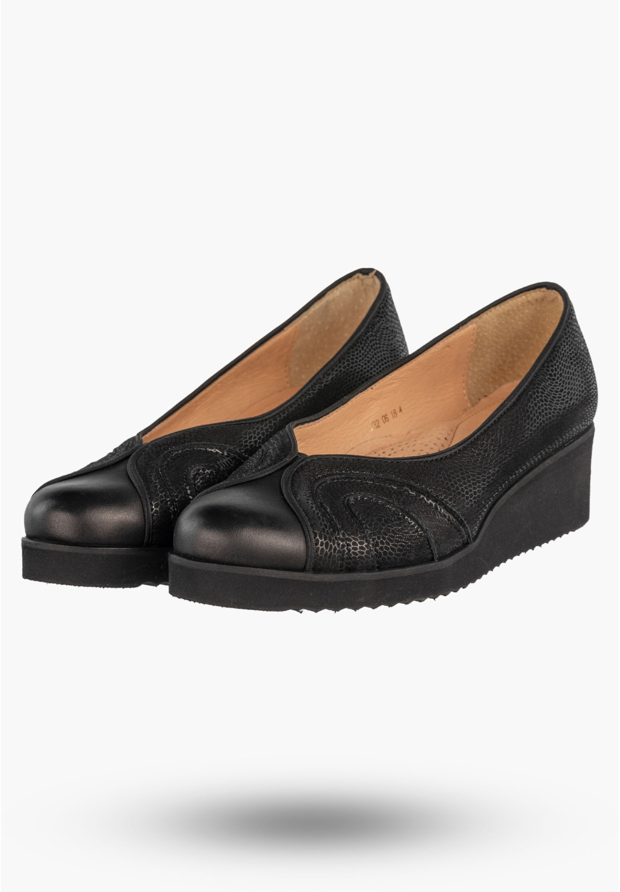 Czółenka Damskie Skórzane Buty Na Koturnie Eleganckie Darex Czarne