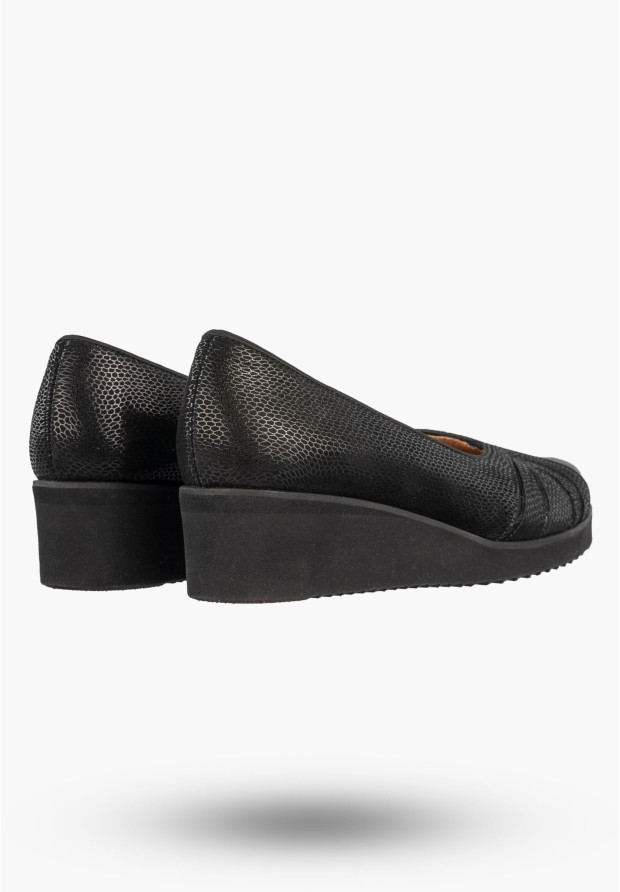 Czółenka Damskie Skórzane Buty Na Koturnie Eleganckie Darex Czarne
