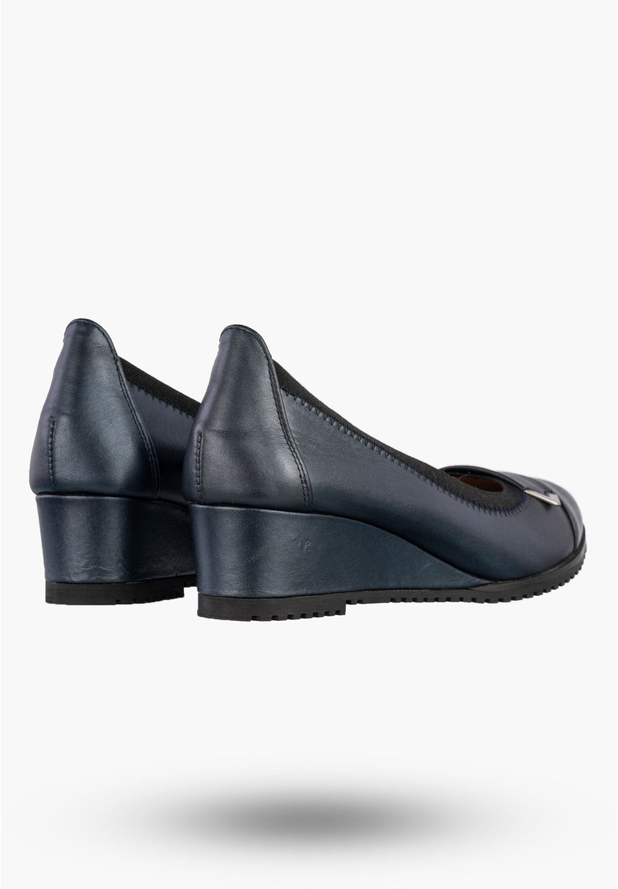 Czółenka Damskie Skórzane Buty Na Koturnie Eleganckie Darex Granatowe