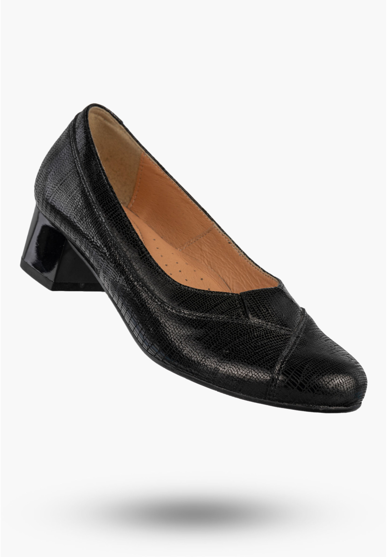 Czółenka Damskie Skórzane Buty Na Klocku Eleganckie Darex Czarne