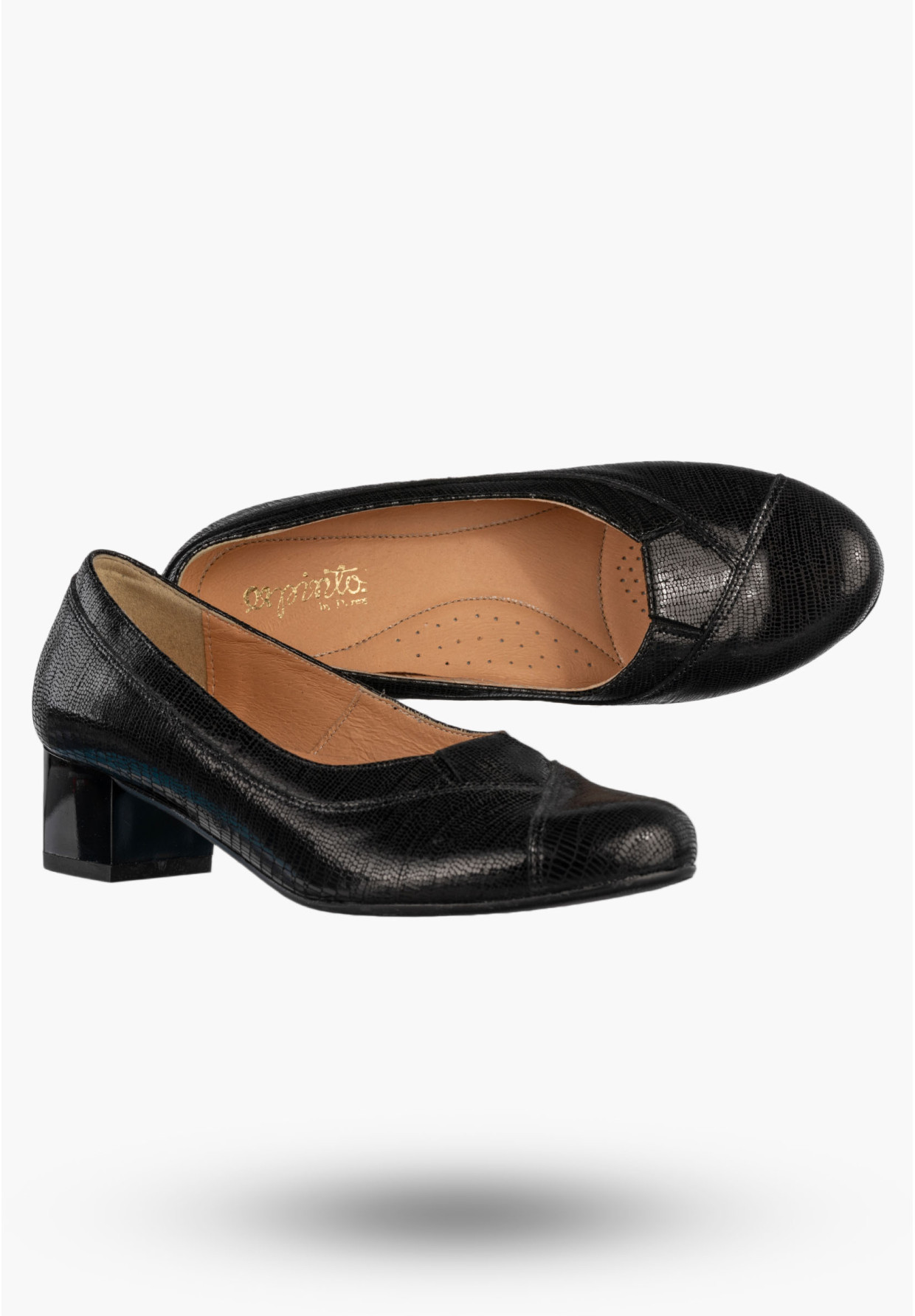 Czółenka Damskie Skórzane Buty Na Klocku Eleganckie Darex Czarne