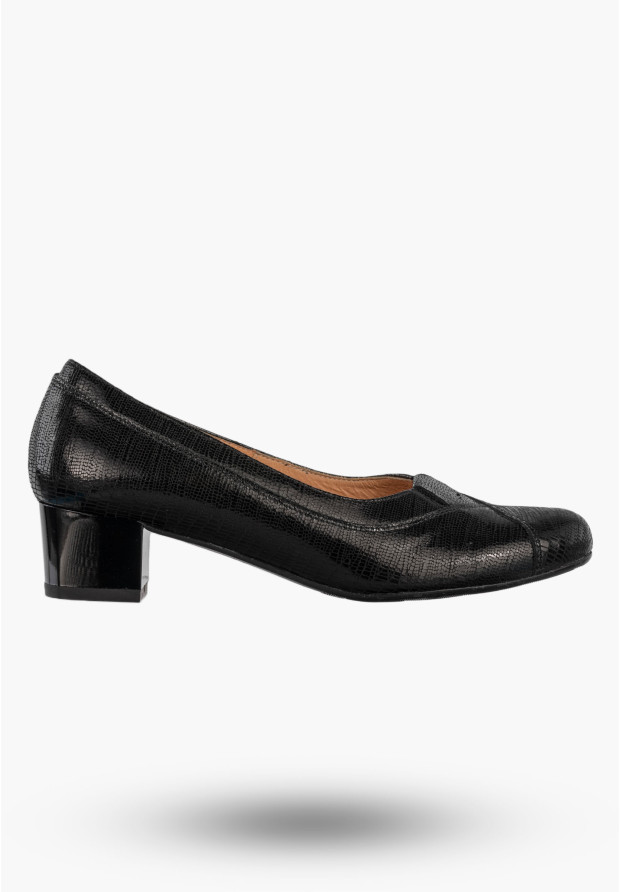 Czółenka Damskie Skórzane Buty Na Klocku Eleganckie Darex Czarne