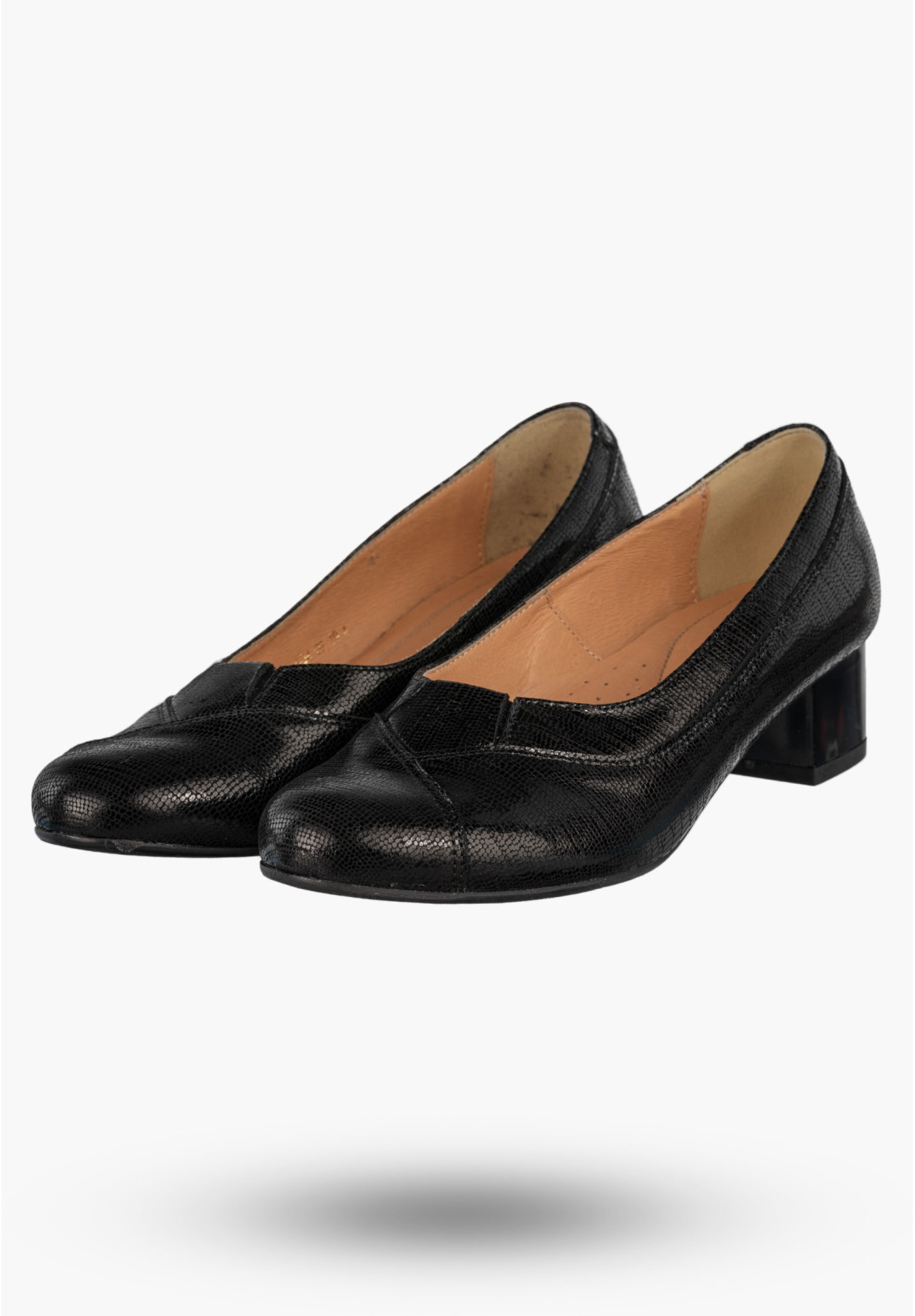 Czółenka Damskie Skórzane Buty Na Klocku Eleganckie Darex Czarne