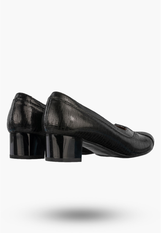 Czółenka Damskie Skórzane Buty Na Klocku Eleganckie Darex Czarne