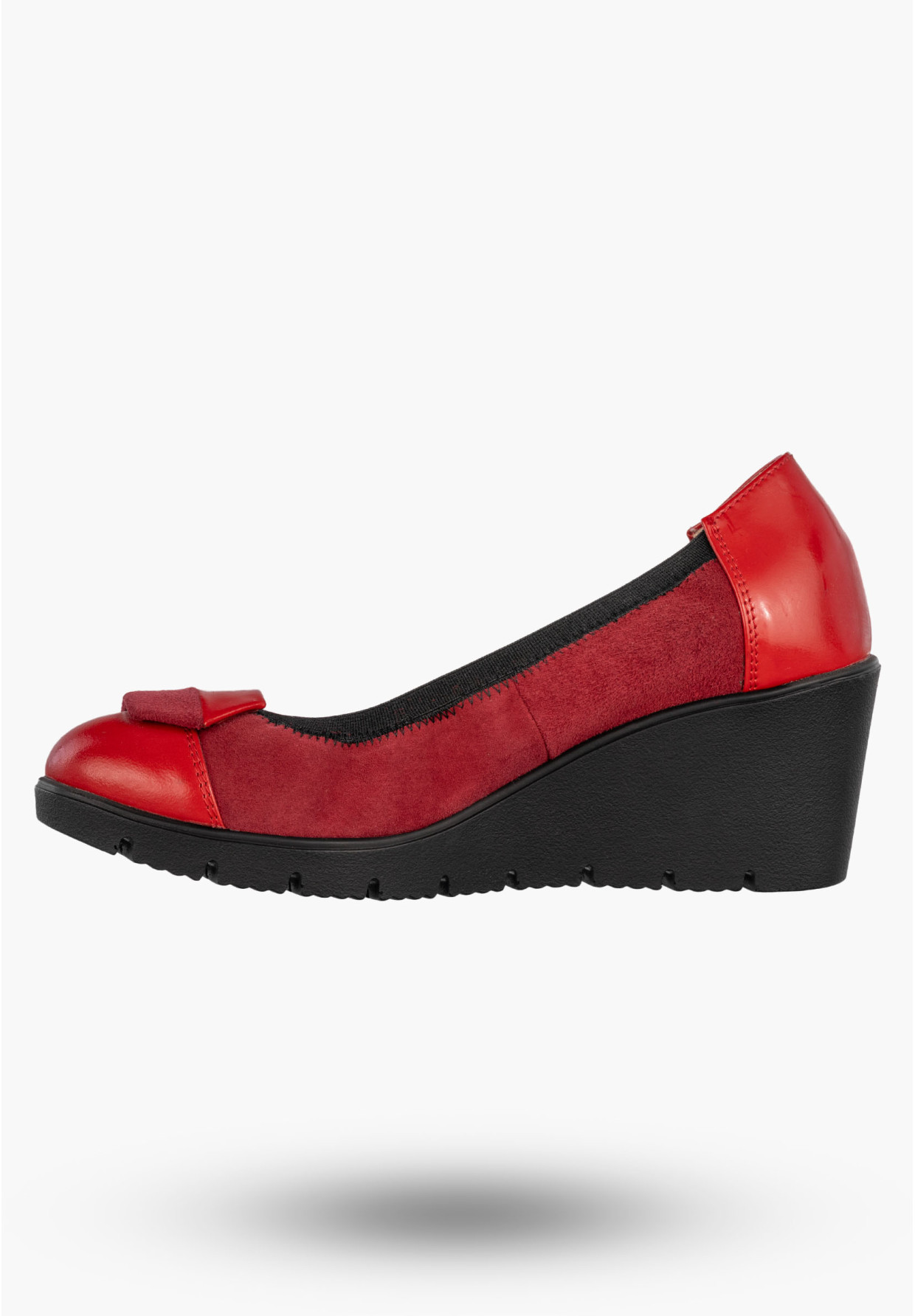 Czółenka Damskie Skórzane Buty Na Koturnie Stylowe Darex Czerwone