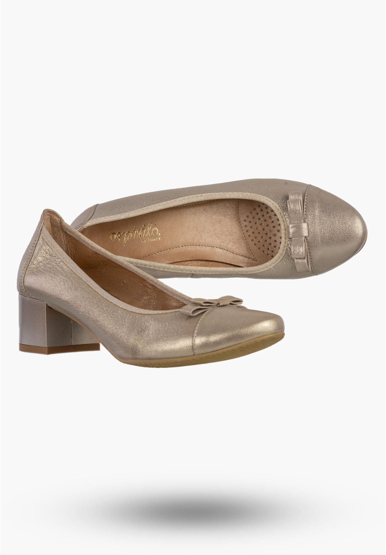 Czółenka Damskie Skórzane Buty Na Klocku Eleganckie Darex Srebrne