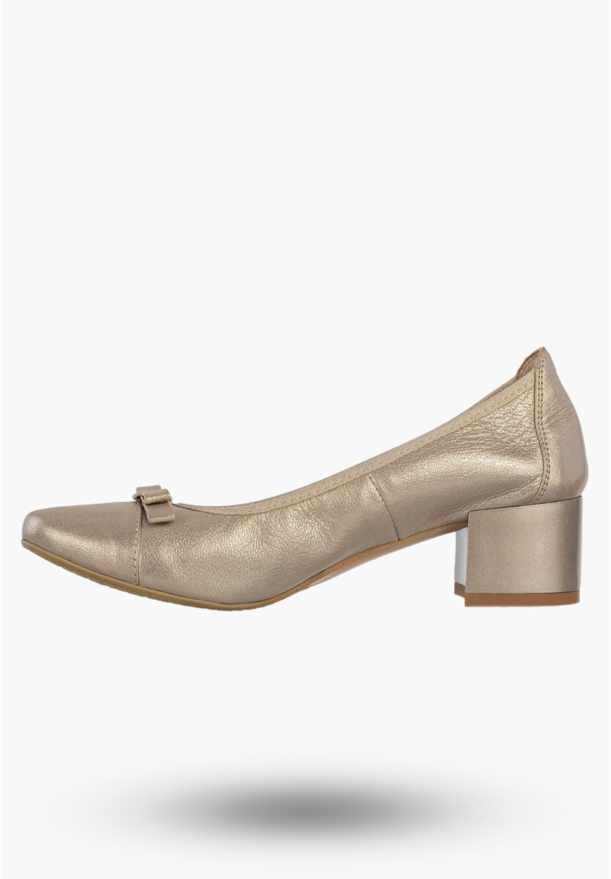 Czółenka Damskie Skórzane Buty Na Klocku Eleganckie Darex Srebrne