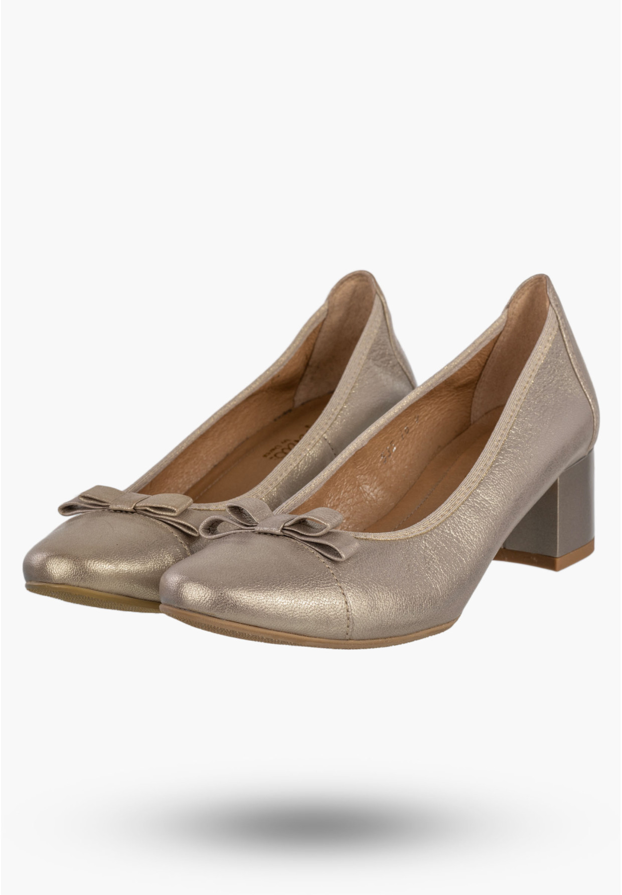 Czółenka Damskie Skórzane Buty Na Klocku Eleganckie Darex Srebrne