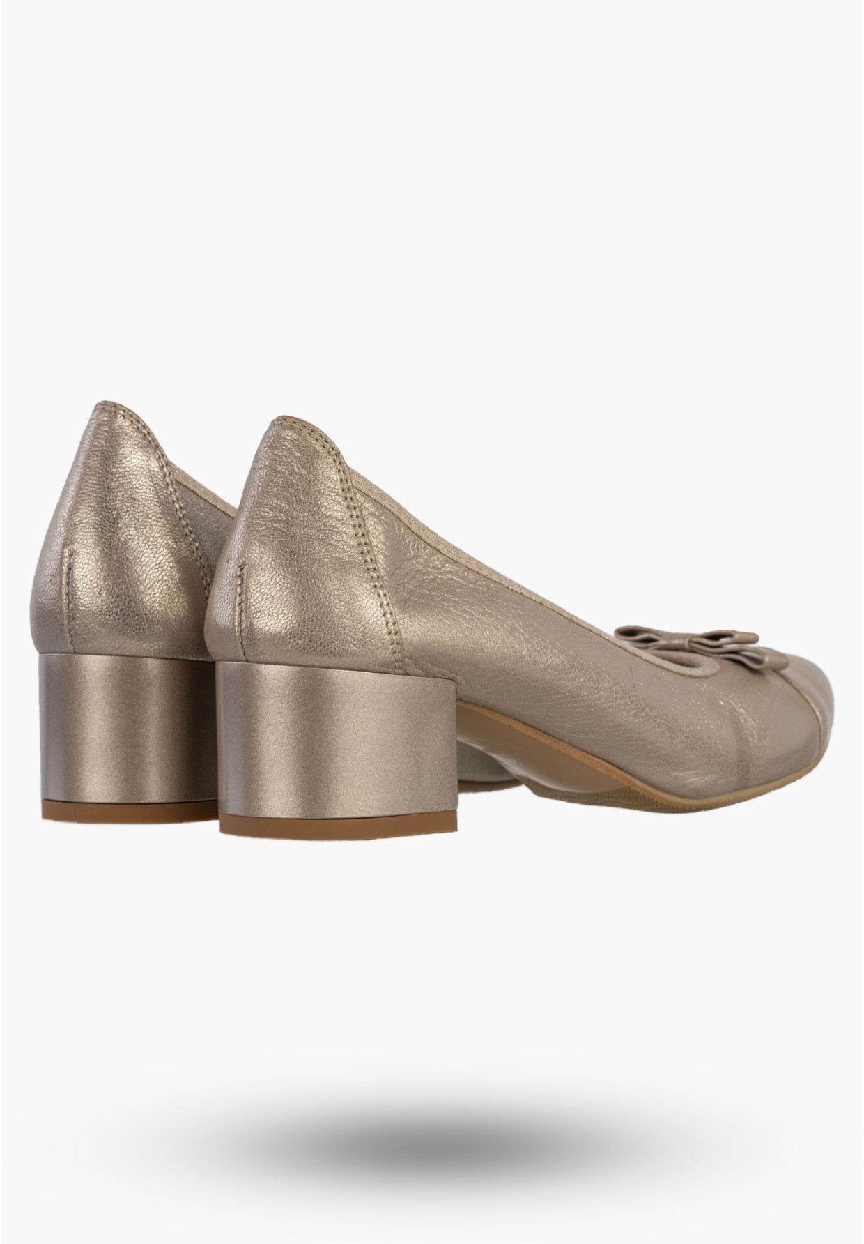 Czółenka Damskie Skórzane Buty Na Klocku Eleganckie Darex Srebrne