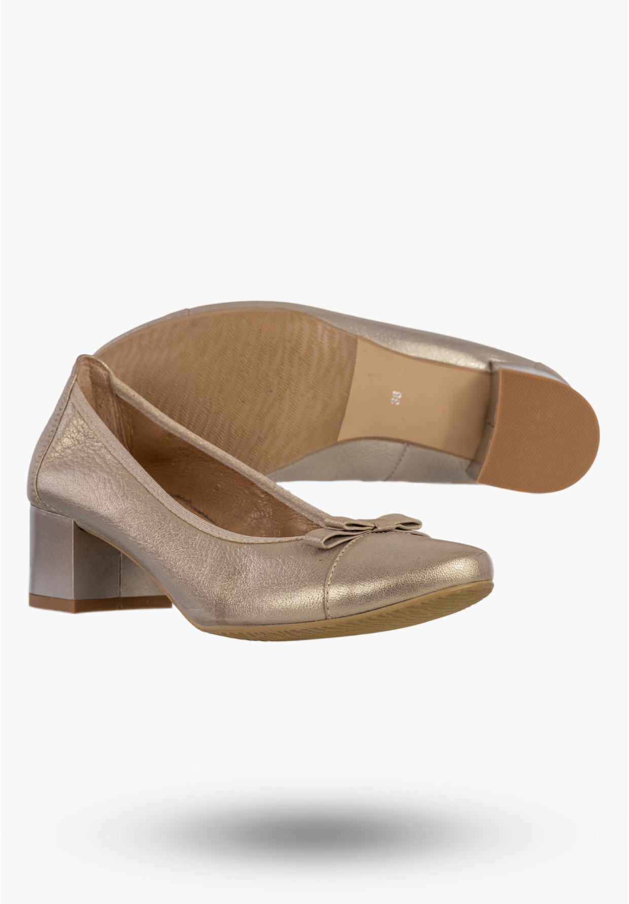 Czółenka Damskie Skórzane Buty Na Klocku Eleganckie Darex Srebrne