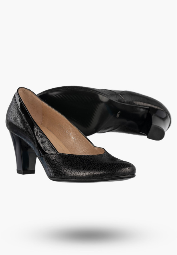 Czółenka Damskie Skórzane Buty Na Obcasie Eleganckie Darex Czarne
