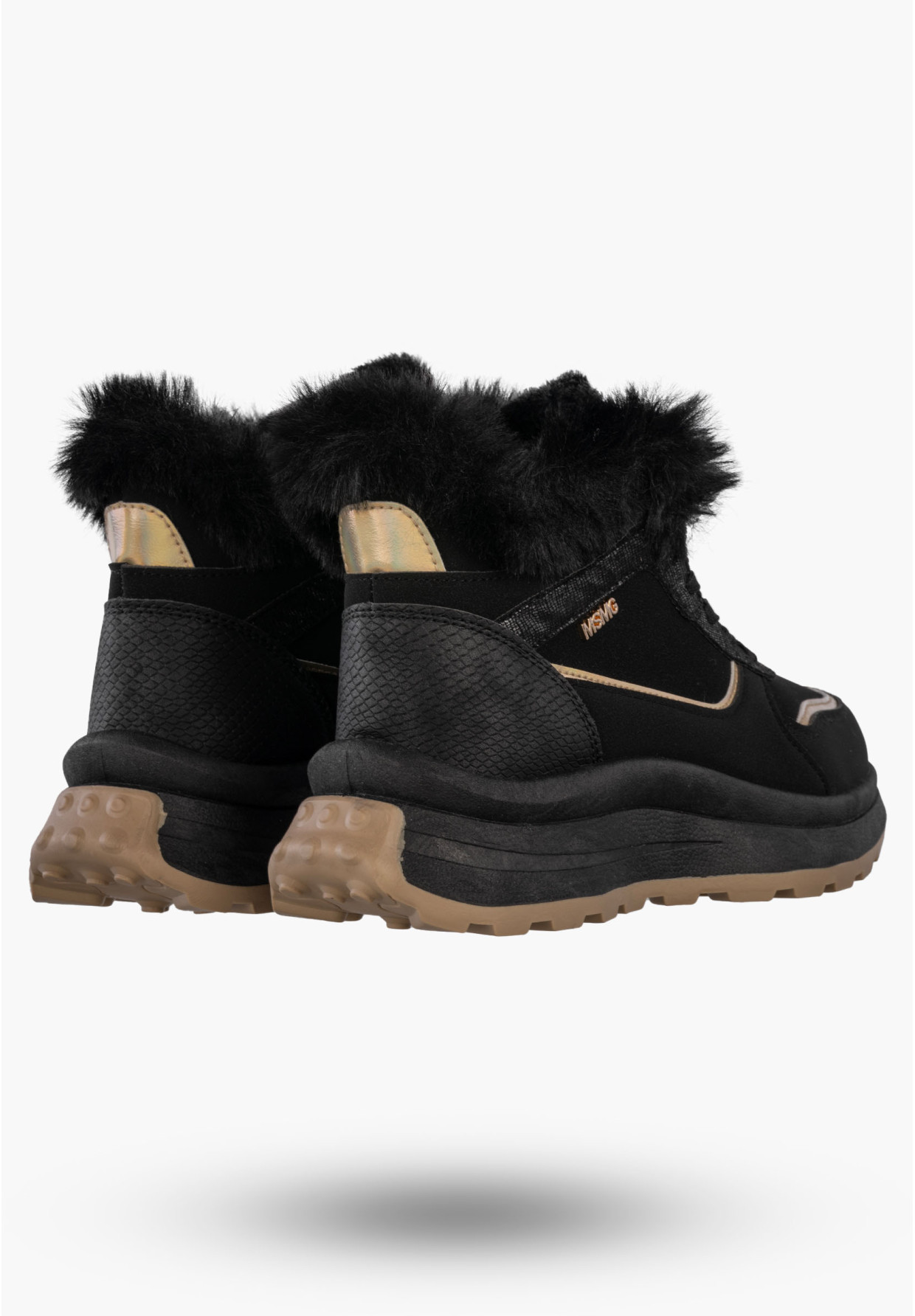 Botki Damskie Buty na platformie Sneakersy Ocieplane Trzewiki Czarne