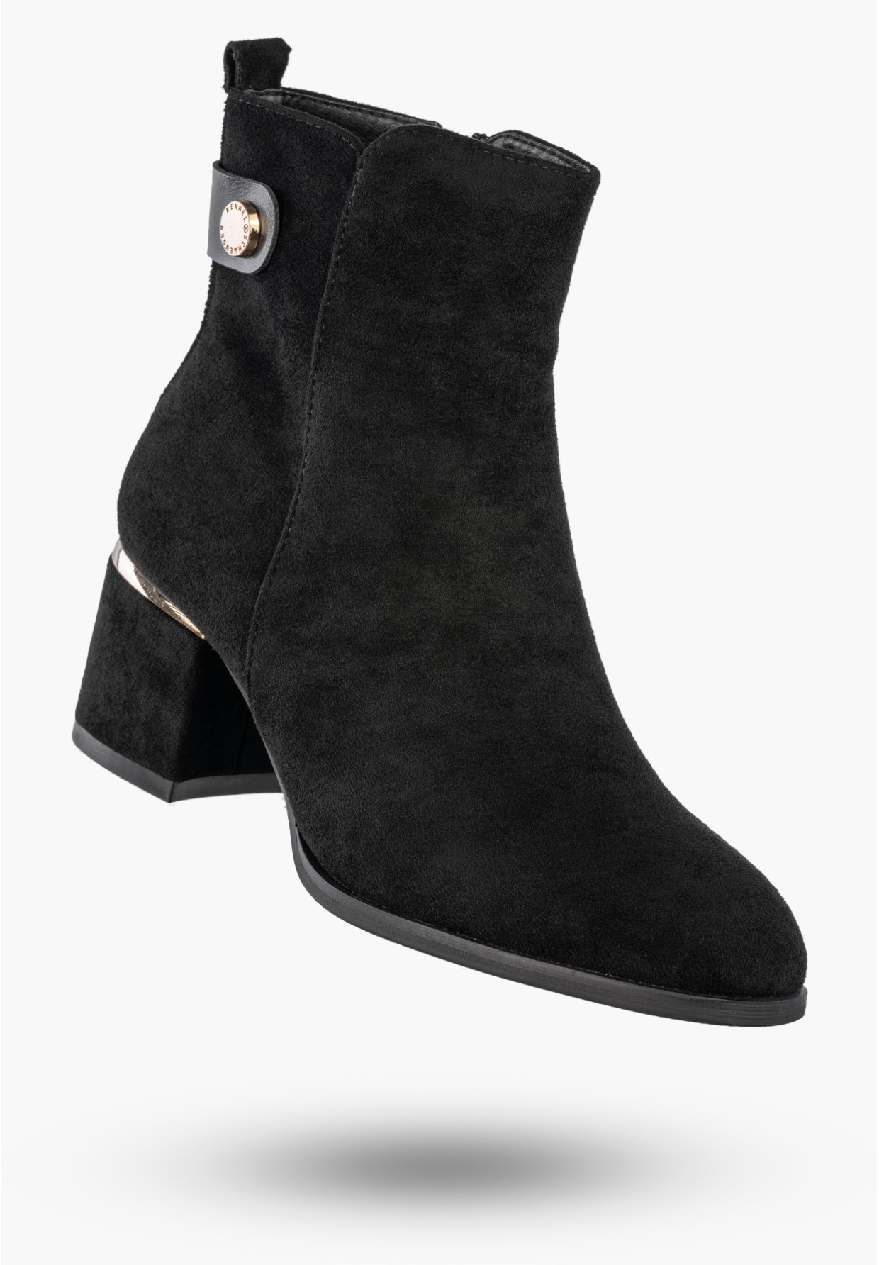 Botki Damskie Eleganckie Buty Na Obcasie Zimowe Ocieplane Czarne