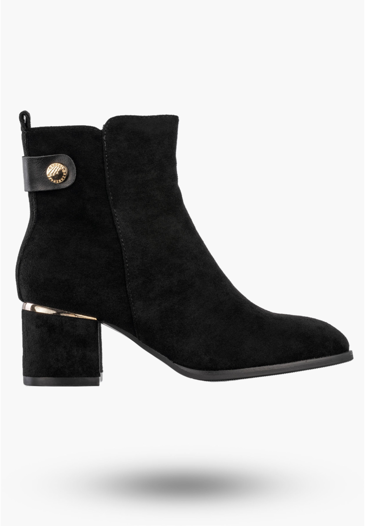 Botki Damskie Eleganckie Buty Na Obcasie Zimowe Ocieplane Czarne