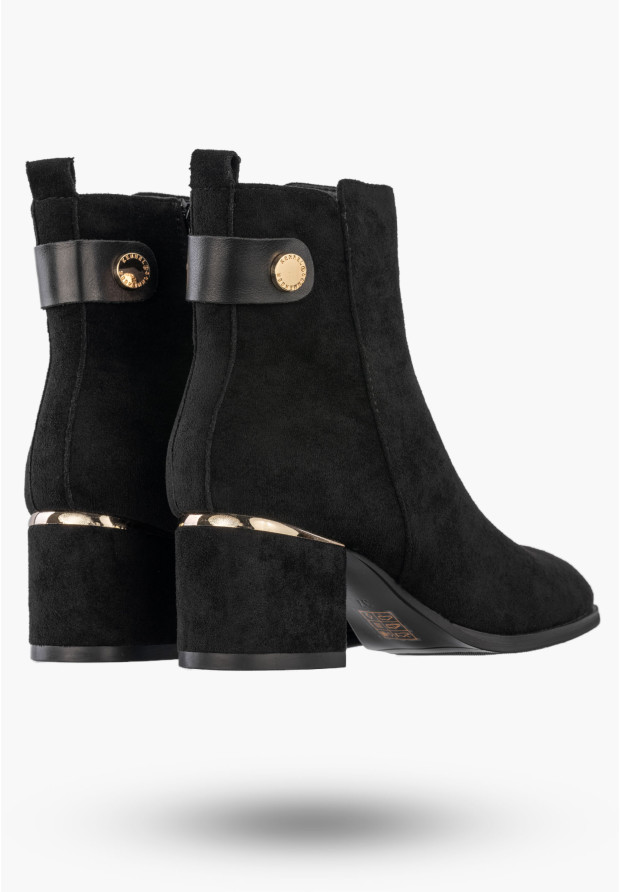 Botki Damskie Eleganckie Buty Na Obcasie Zimowe Ocieplane Czarne