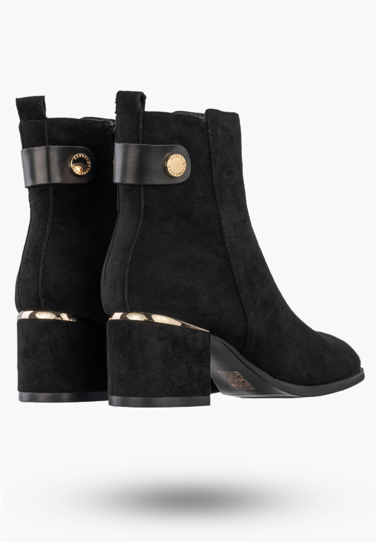 Botki Damskie Eleganckie Buty Na Obcasie Zimowe Ocieplane Czarne
