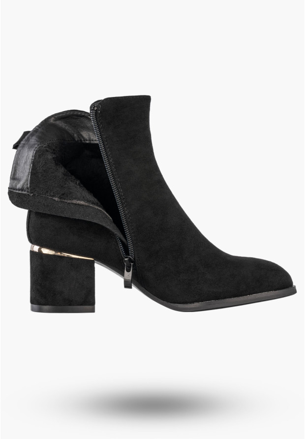 Botki Damskie Eleganckie Buty Na Obcasie Zimowe Ocieplane Czarne