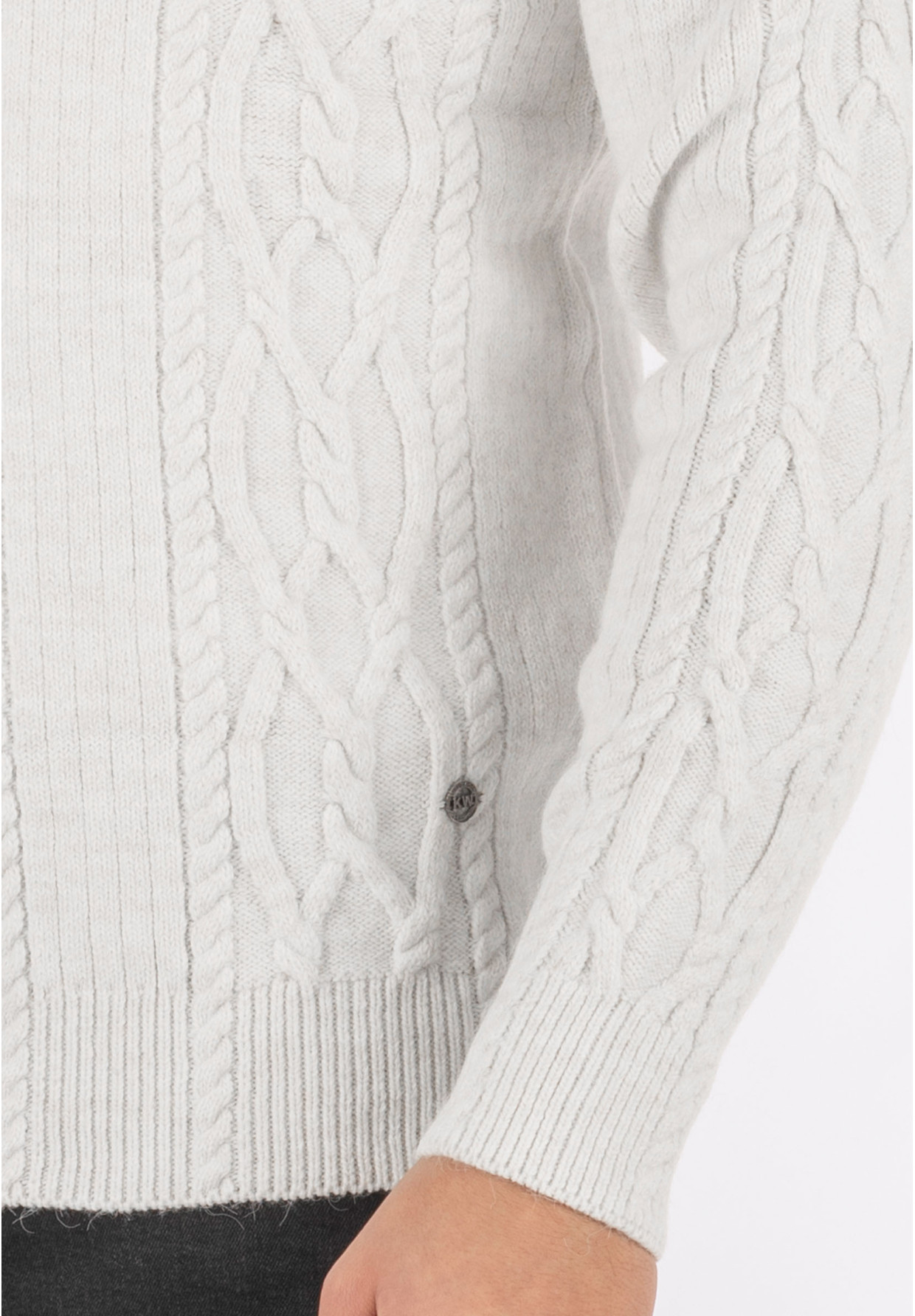 Sweter Męski Golf Biały Gruby Zimowy Wełniany Ciepły