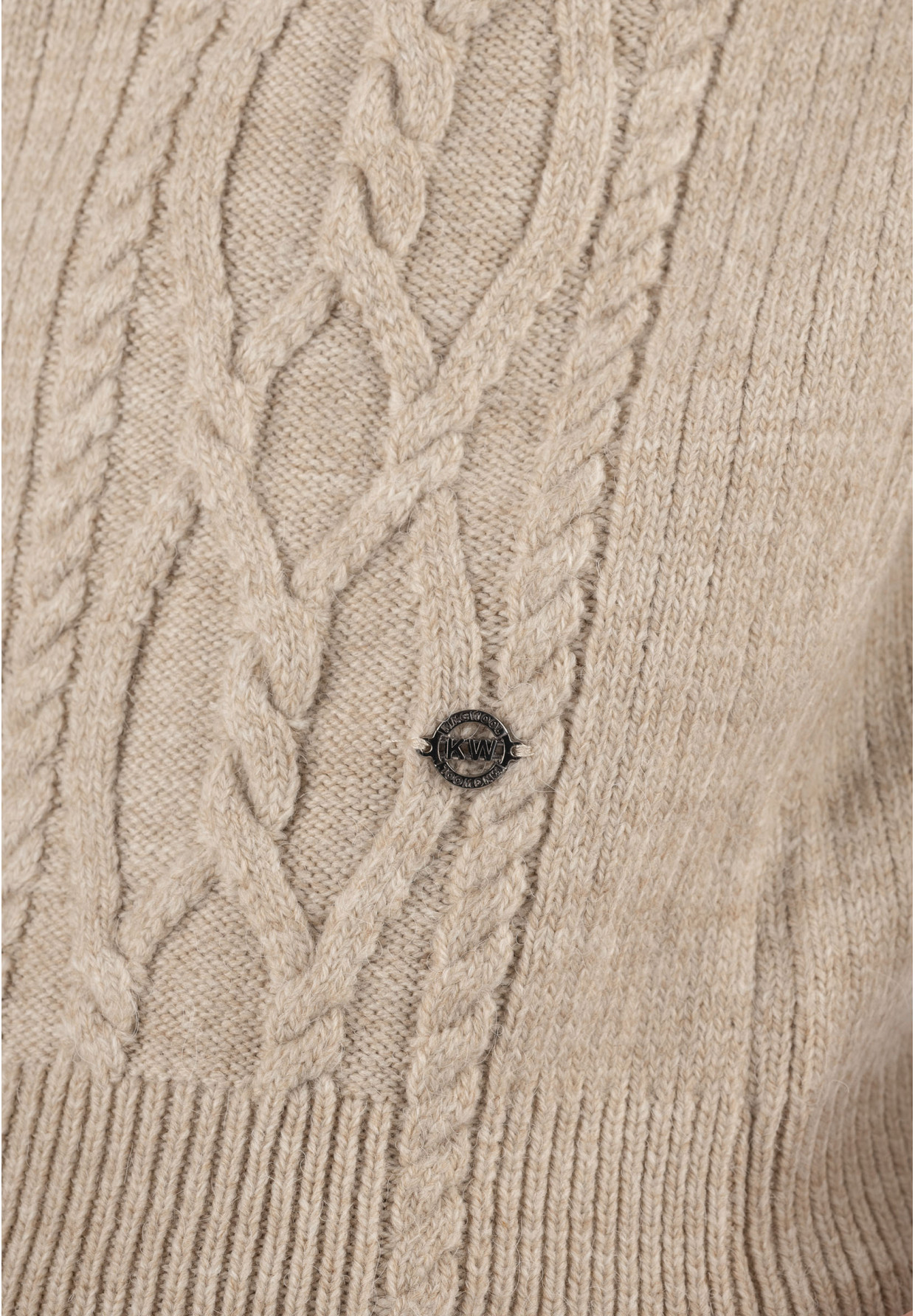 Sweter Męski Golf Beżowy Gruby Zimowy Wełniany Ciepły