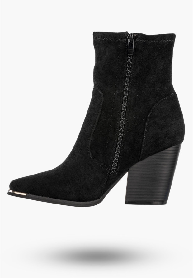 Botki Damskie Buty Na Obcasie Zimowe Ocieplane Eleganckie Stylowe Czarne
