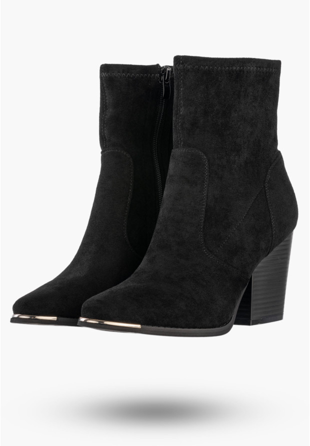 Botki Damskie Buty Na Obcasie Zimowe Ocieplane Eleganckie Stylowe Czarne