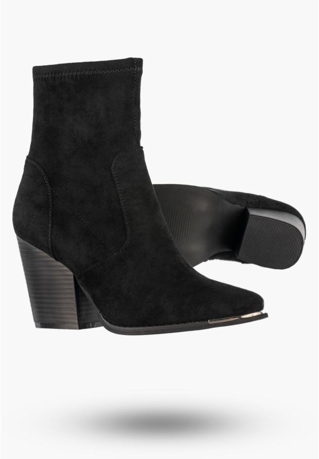 Botki Damskie Buty Na Obcasie Zimowe Ocieplane Eleganckie Stylowe Czarne