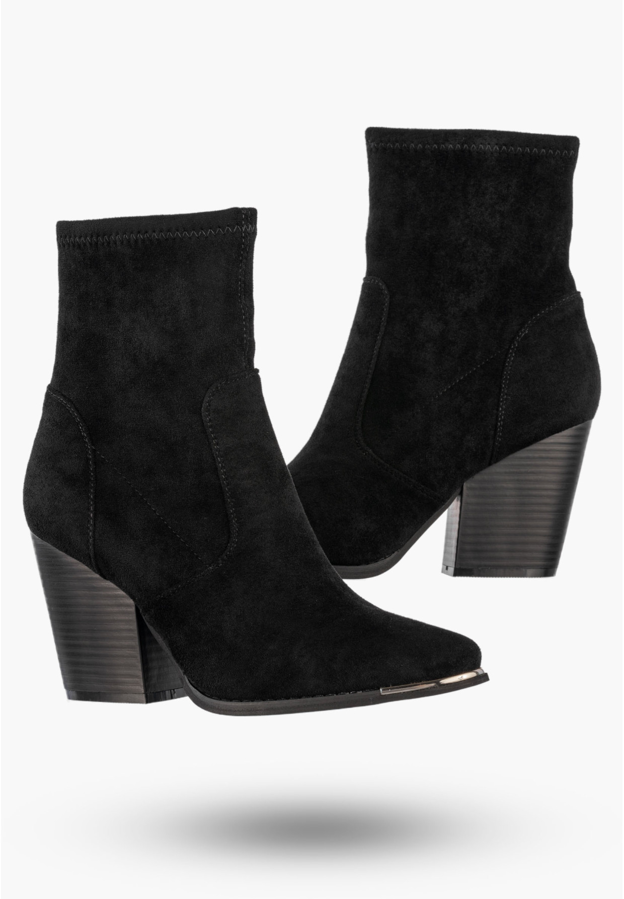 Botki Damskie Buty Na Obcasie Zimowe Ocieplane Eleganckie Stylowe Czarne