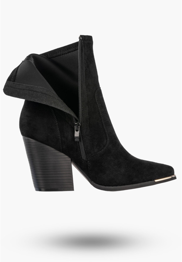 Botki Damskie Buty Na Obcasie Zimowe Ocieplane Eleganckie Stylowe Czarne