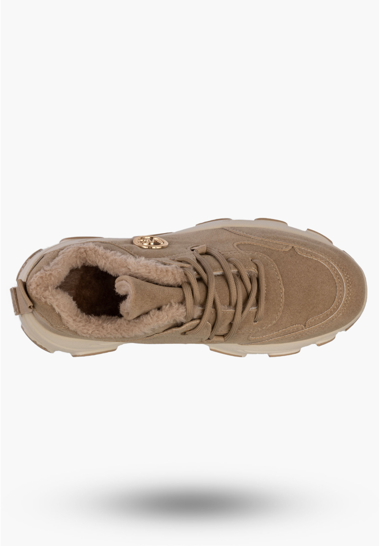 Sneakersy Damskie Ekoskóra Ocieplane Botki Zimowe Buty Sportowe Khaki