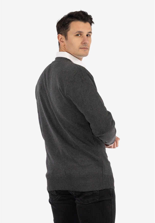 Sweter Męski Rozpinany Klasyczny Elegancki Wygodny Na Guziki Szary MUST