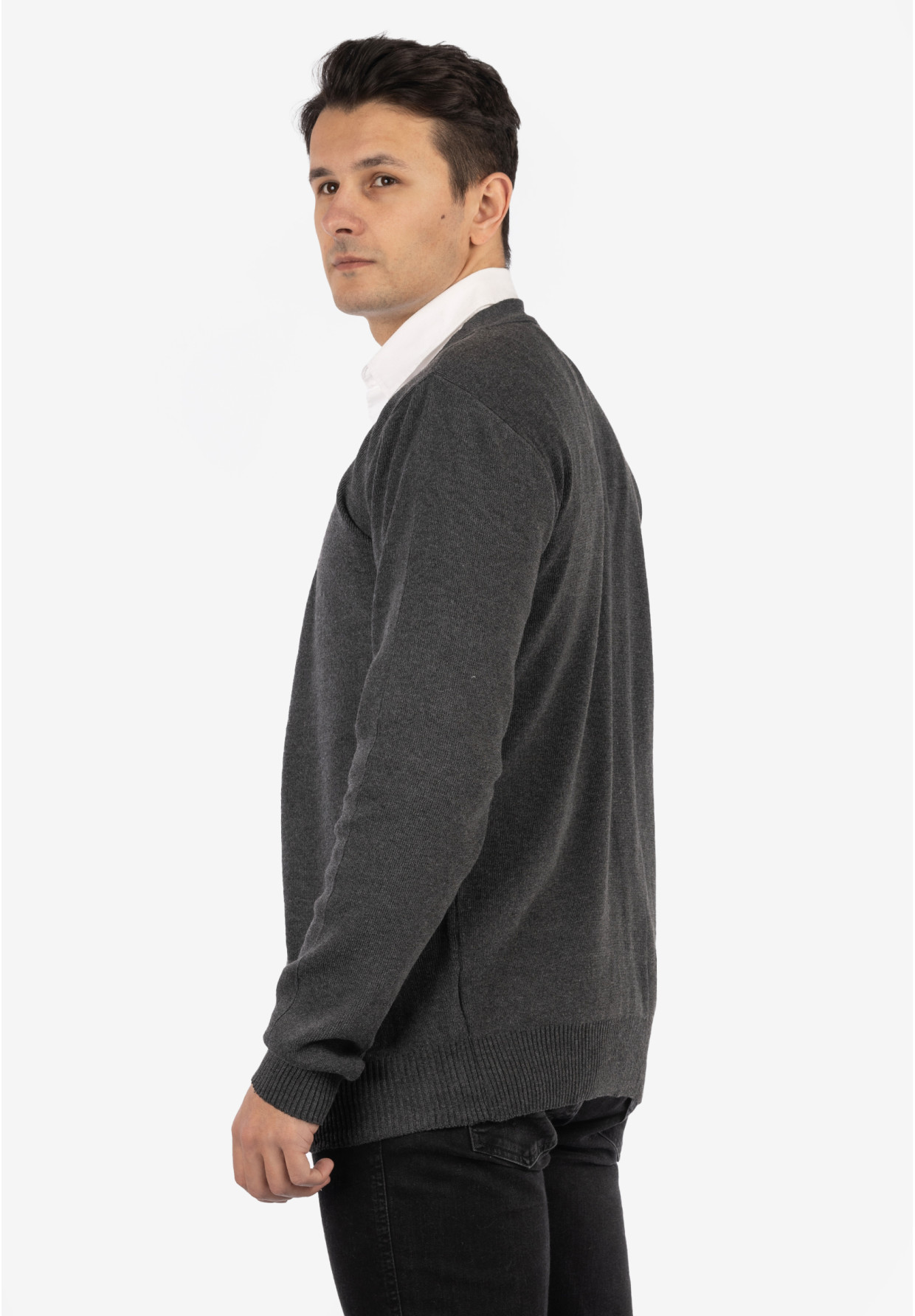 Sweter Męski Rozpinany Klasyczny Elegancki Wygodny Na Guziki Szary MUST