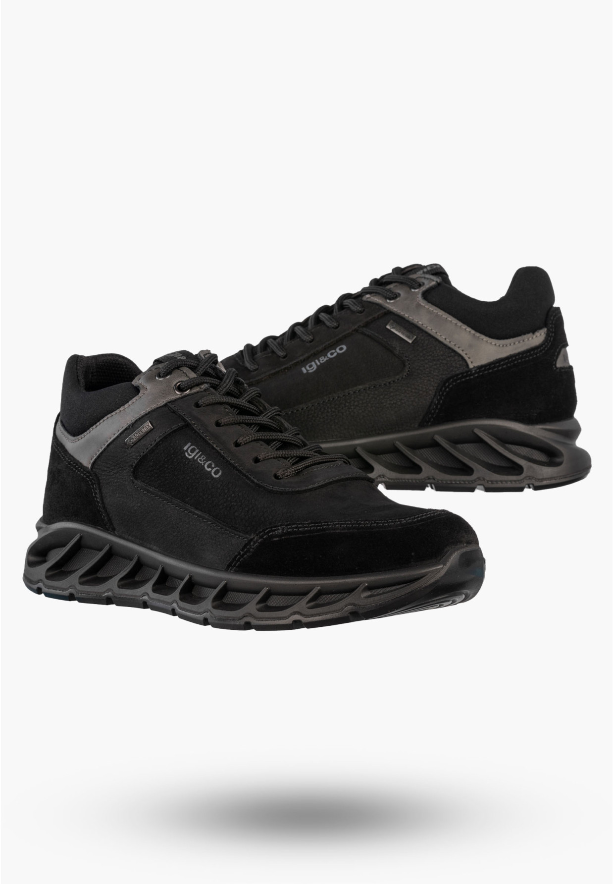 Sneakersy Męskie Skórzane Buty Wodoodporne Sportowe Czarne IGI&CO 8626500