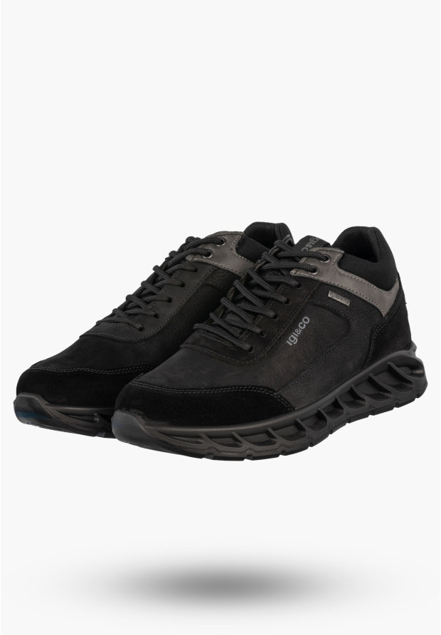 Sneakersy Męskie Skórzane Buty Wodoodporne Sportowe Czarne IGI&CO 8626500
