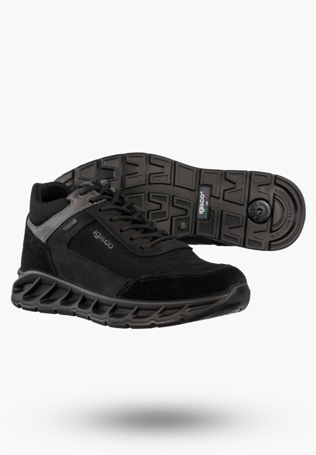 Sneakersy Męskie Skórzane Buty Wodoodporne Sportowe Czarne IGI&CO 8626500