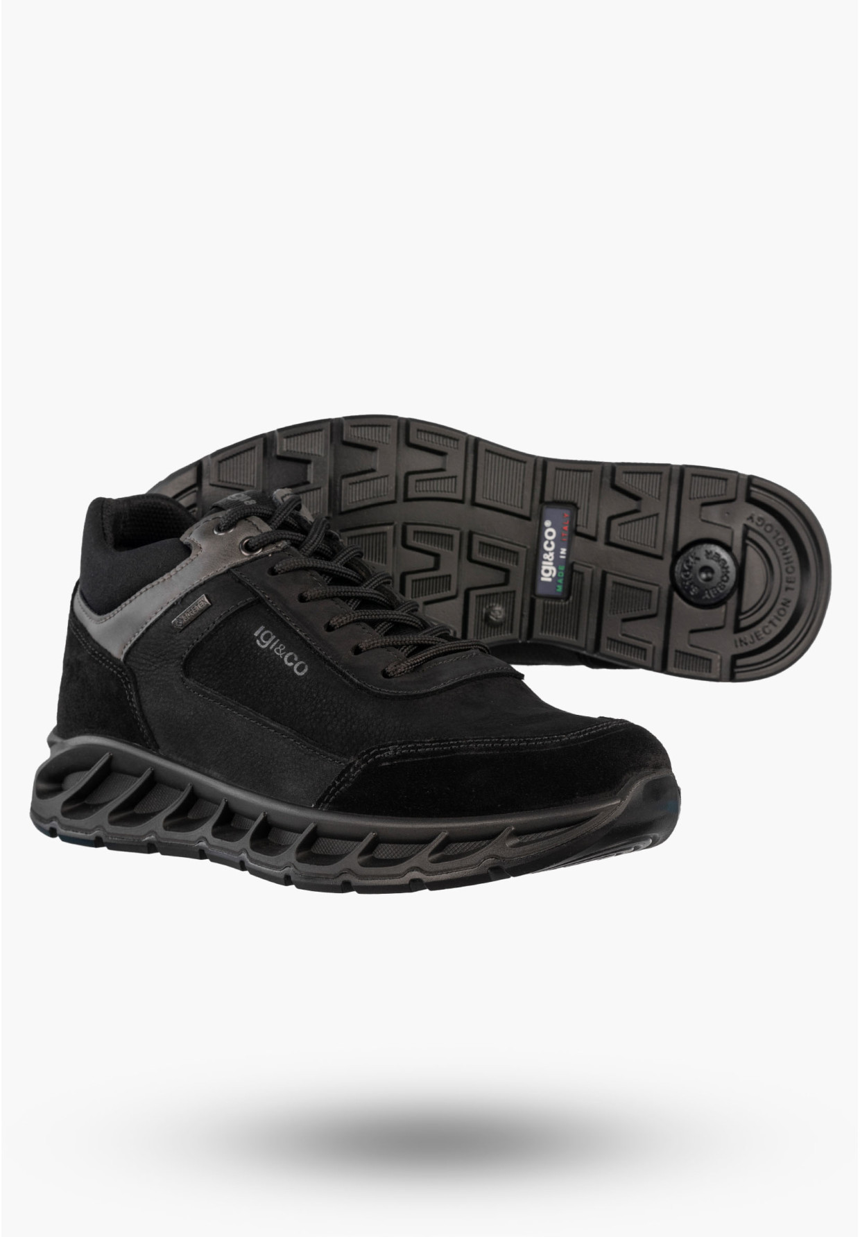 Sneakersy Męskie Skórzane Buty Wodoodporne Sportowe Czarne IGI&CO 8626500