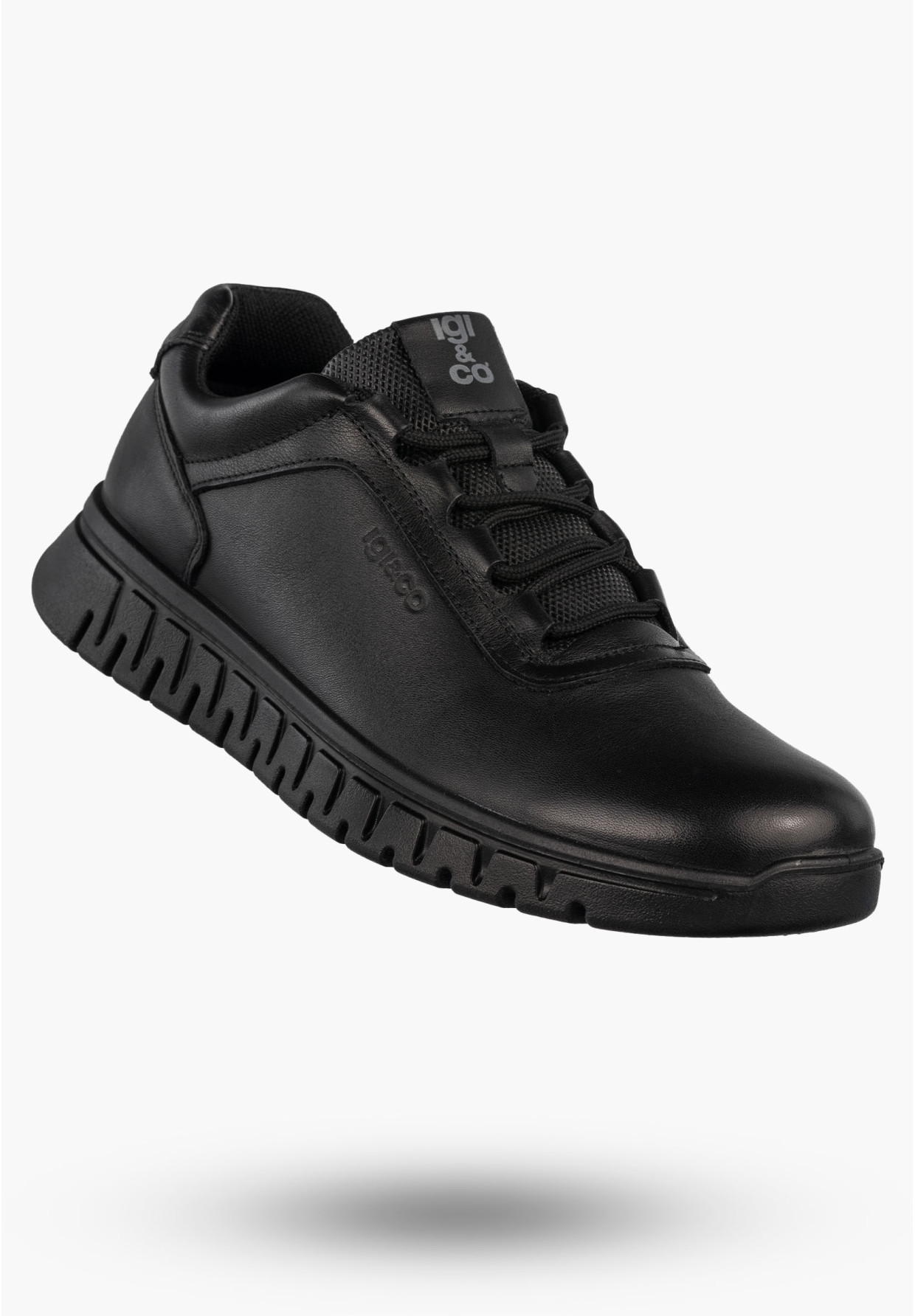 Sneakersy Męskie Skórzane Buty Sportowe Wygodne Półbuty Czarne IGI&CO 8618800