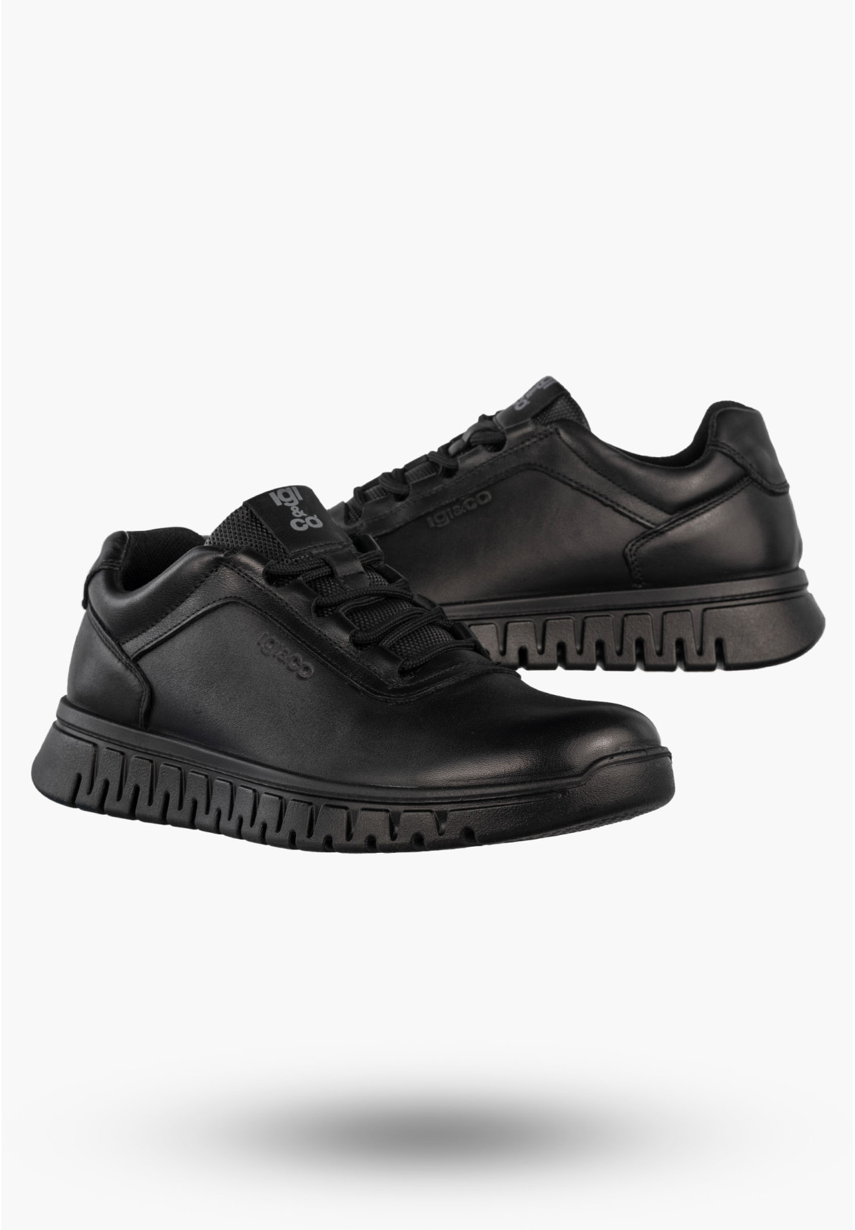 Sneakersy Męskie Skórzane Buty Sportowe Wygodne Półbuty Czarne IGI&CO 8618800