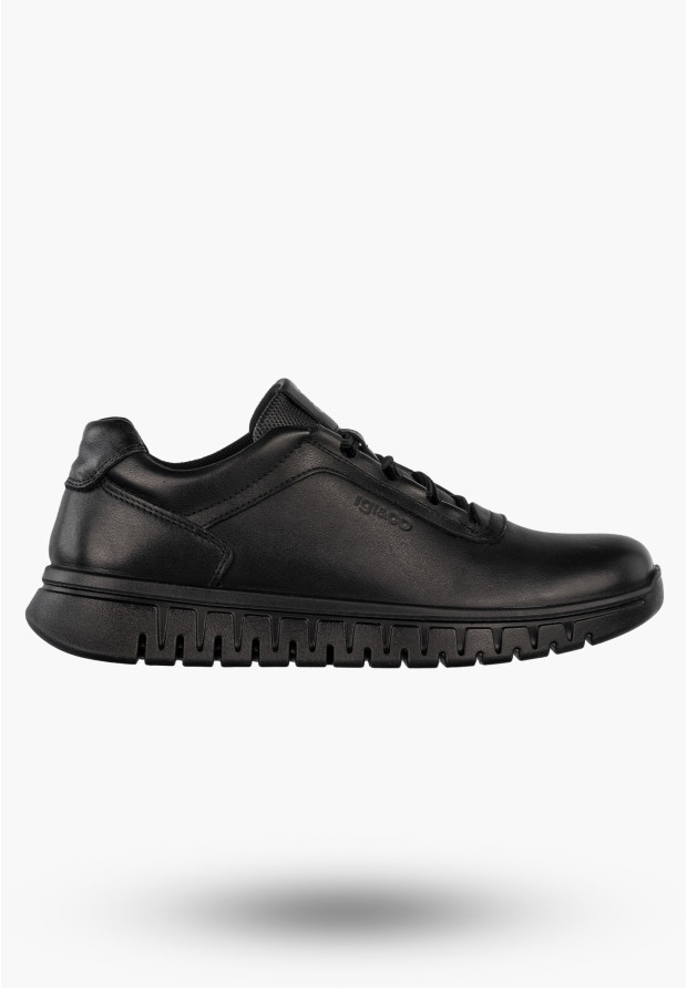 Sneakersy Męskie Skórzane Buty Sportowe Wygodne Półbuty Czarne IGI&CO 8618800
