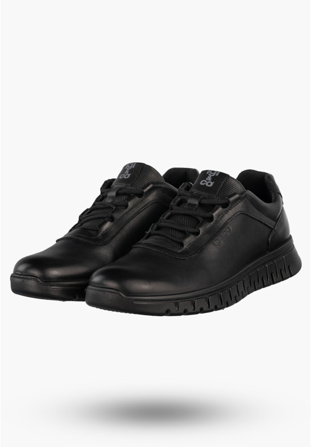 Sneakersy Męskie Skórzane Buty Sportowe Wygodne Półbuty Czarne IGI&CO 8618800