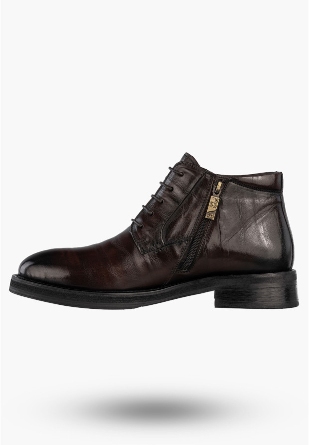 Buty Męskie JOHN DOUBARE Skórzane Botki Trzewiki Eleganckie Brązowe V61B-13-132