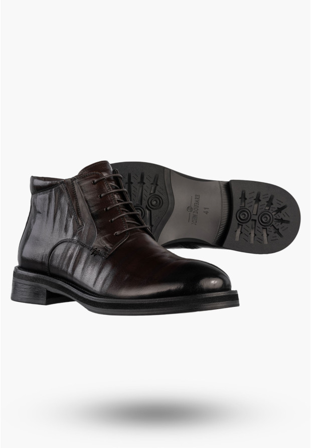 Buty Męskie JOHN DOUBARE Skórzane Botki Trzewiki Eleganckie Brązowe V61B-13-132