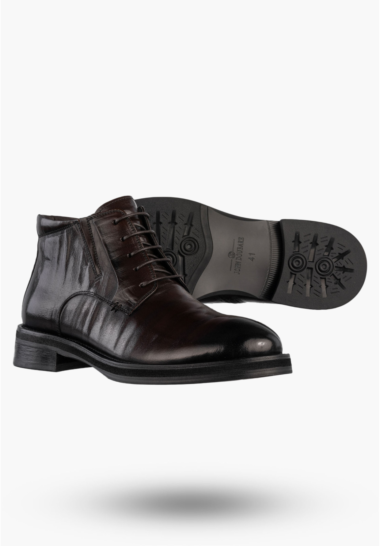 Buty Męskie JOHN DOUBARE Skórzane Botki Trzewiki Eleganckie Brązowe V61B-13-132