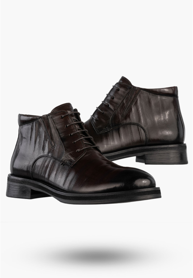 Buty Męskie JOHN DOUBARE Skórzane Botki Trzewiki Eleganckie Brązowe V61B-13-132