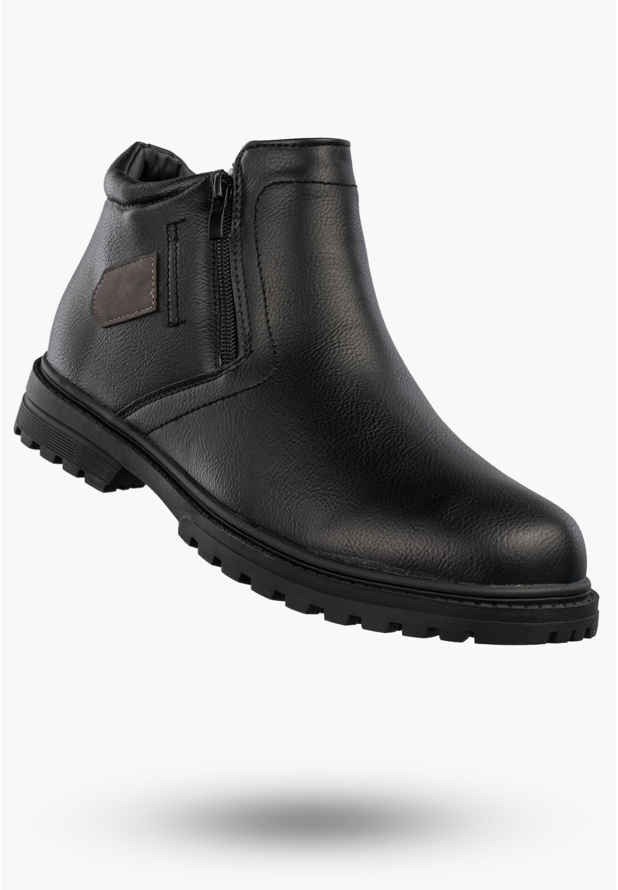 Trzewiki Męskie Ekoskóra Buty Ocieplane Botki Eleganckie Zimowe Czarne