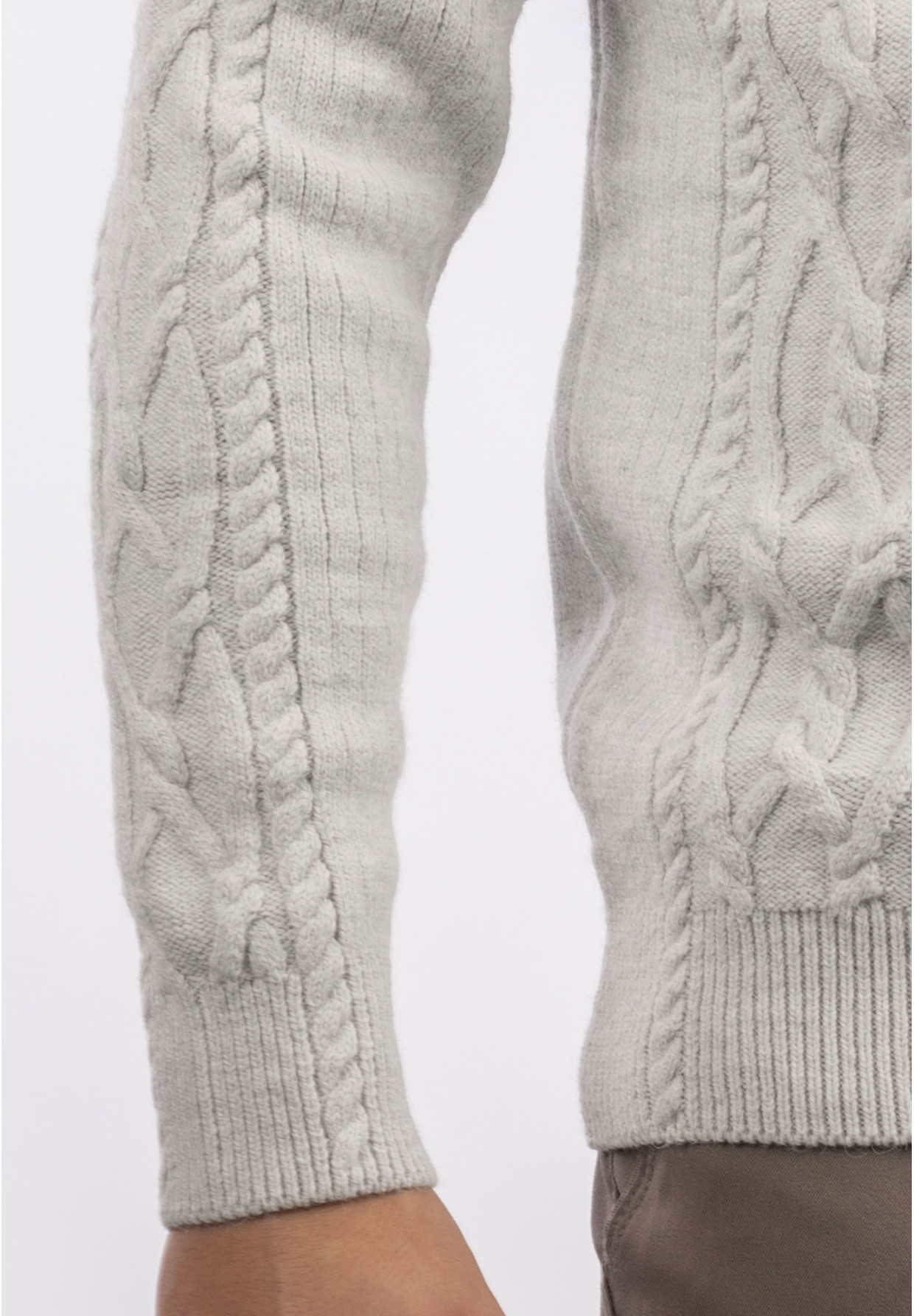 Sweter Męski Golf Szary Gruby Zimowy Wełniany Ciepły
