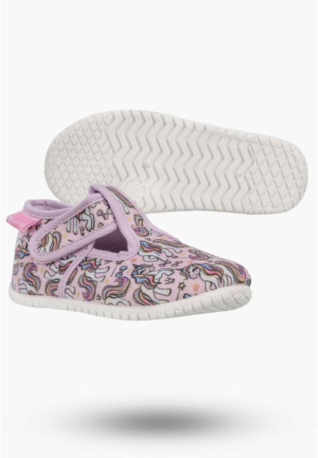 Kapcie Dziecięce Na Rzepy Barefoot Buty Lekkie Skórzana Wkładka Wojtyłko Różowe