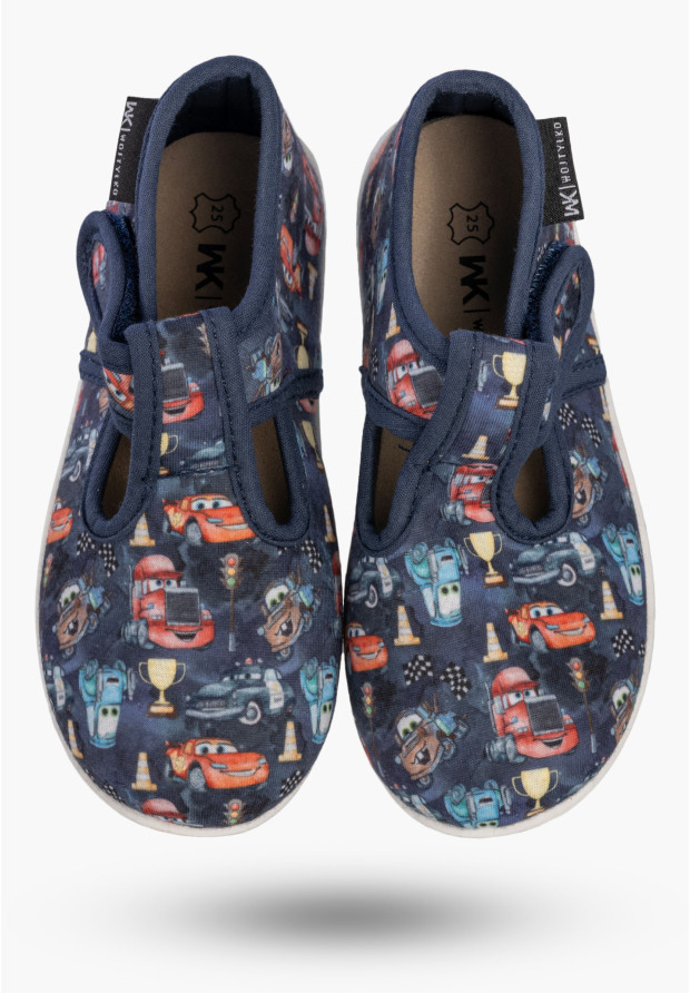 Kapcie Dziecięce Na Rzepy Barefoot Buty Lekkie Skórzana Wkładka Wojtyłko Granatowe