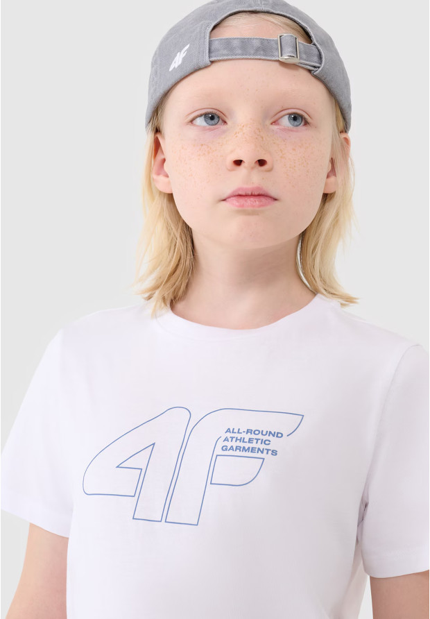 Koszulka Chłopięca 4F T-shirt Z Nadrukiem Biała 4FJWSS25TTSHM2185